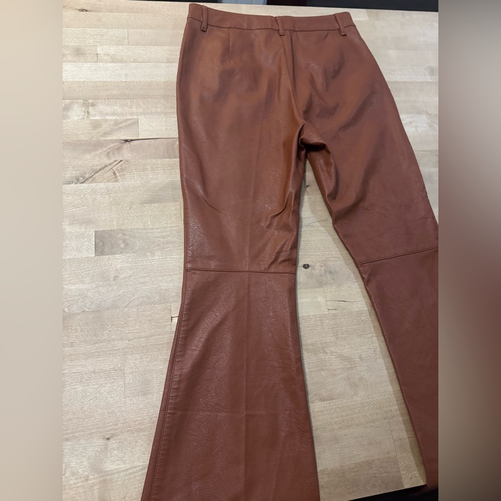 Urban Outfitters Tan Flare faux Leather Pants - Picture 10 of 12